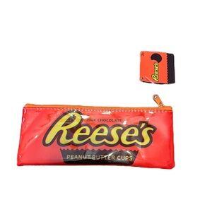 Hershey Reese’s Peanut Butter Cup Orange Pouch Pencil Stationary Makeup NEW